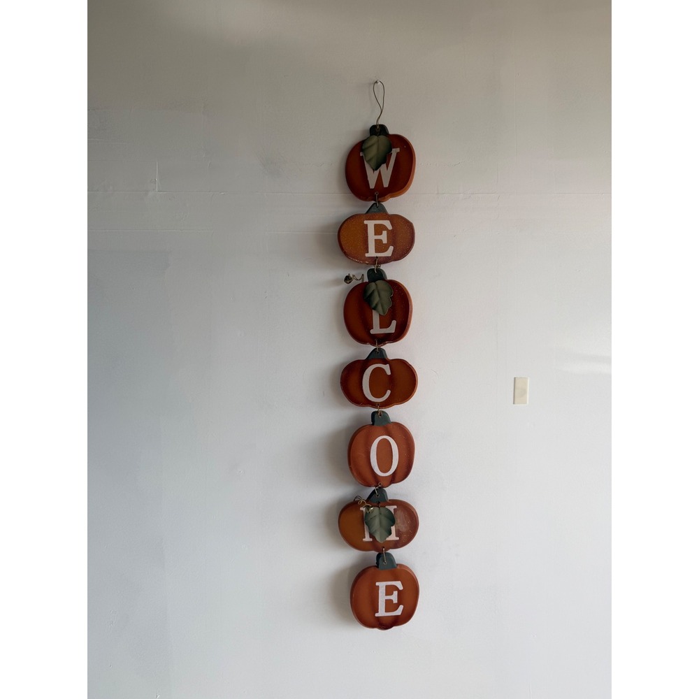 Nantucket Distributing Wooden Pumpkin Welcome Sign Vertical Fall Harvest Decor